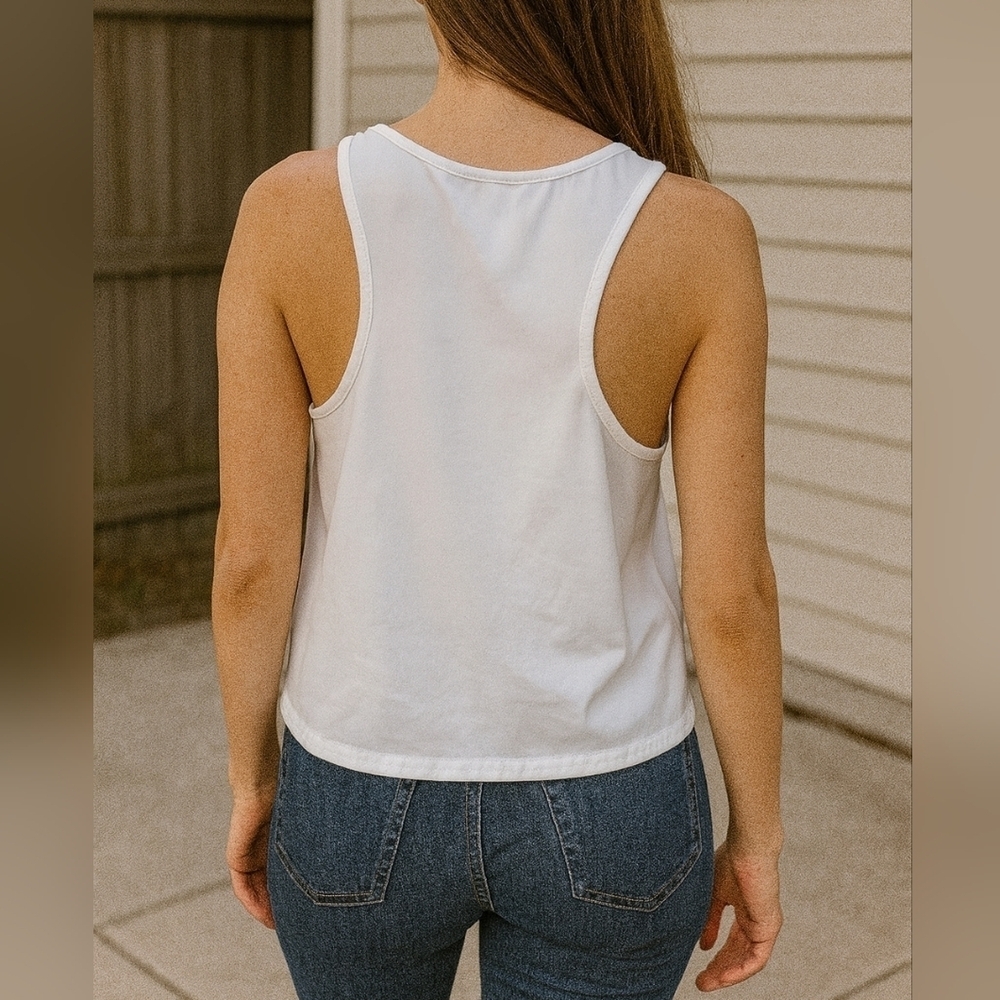 White Racerback Tank Top | Size Large (8/10) - Picture 2 of 5